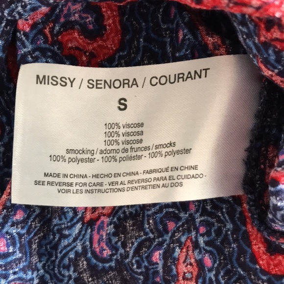 Vintage AMERICA blue & red peasant hippie blouse - Picture 9 of 11